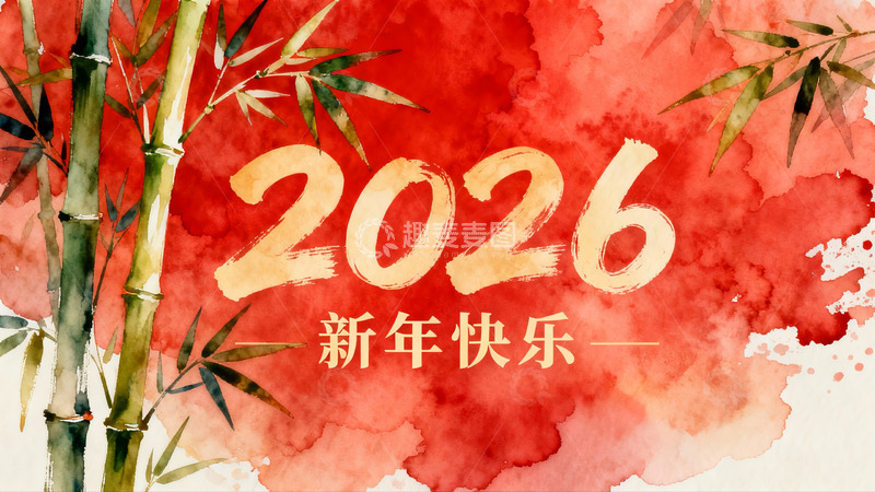 高清大图下载【趣麦麦图】2026新年竹子水墨画