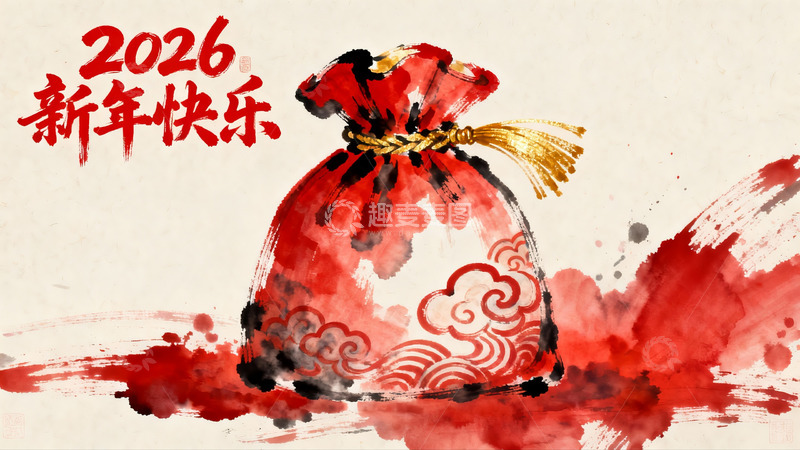 高清大图下载【趣麦麦图】新年红包水墨画寓意吉祥