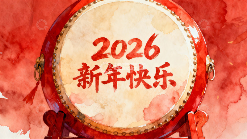 高清大图下载【趣麦麦图】新年快乐鼓绘图