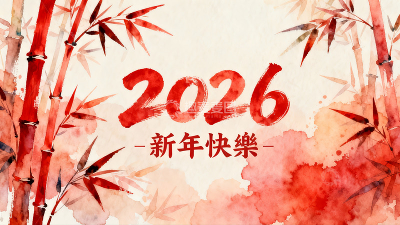 高清大图下载【趣麦麦图】2026新年快乐竹子水墨画