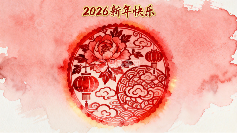 高清大图下载【趣麦麦图】新年快乐红色剪纸图案