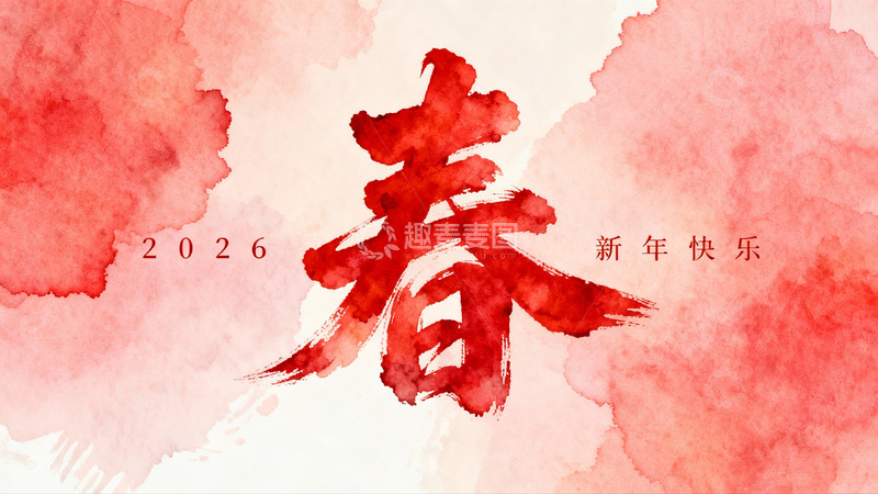 高清大图下载【趣麦麦图】新年祝福水墨书法海报