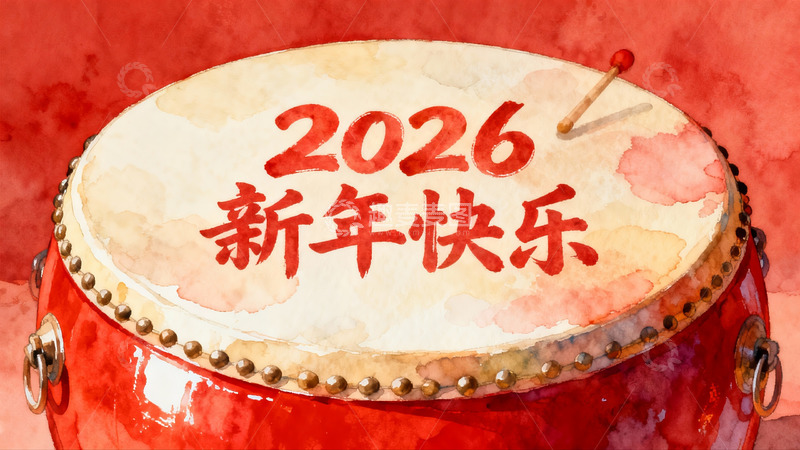 高清大图下载【趣麦麦图】新年快乐鼓绘图