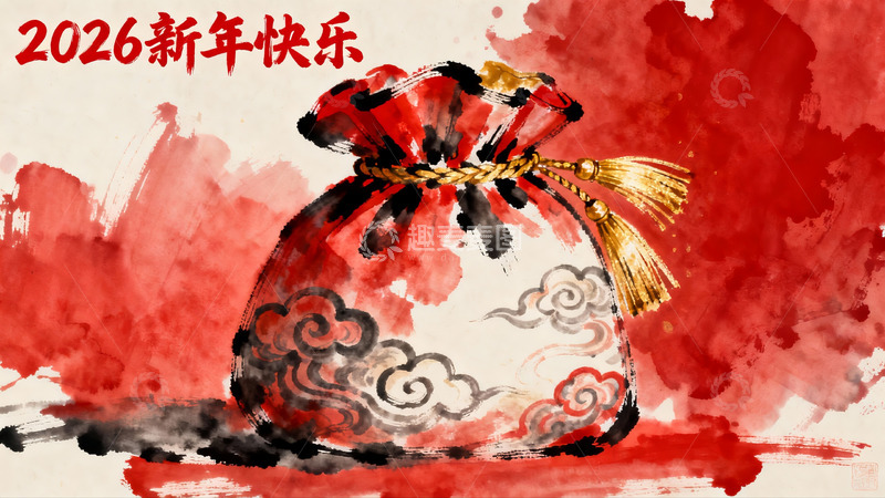 高清大图下载【趣麦麦图】新年红包水墨画寓意吉祥