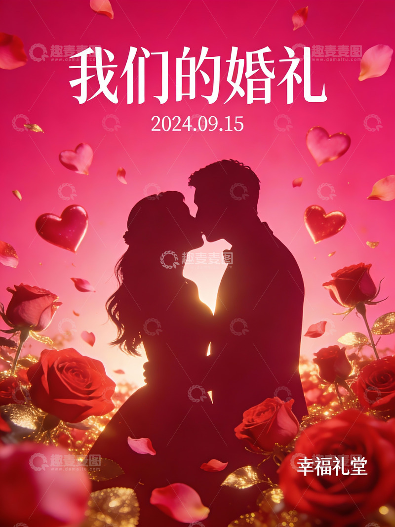 高清大图下载【趣麦麦图】婚礼剪影与玫瑰花海