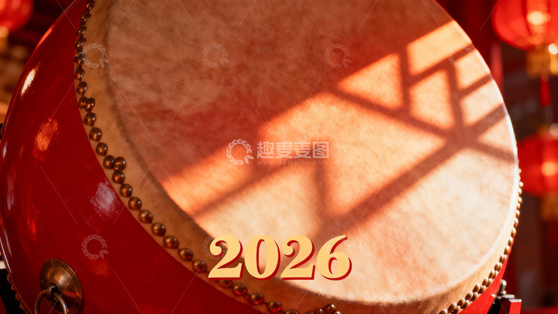 高清大图下载【趣麦麦图】红色大鼓光影交错2026年