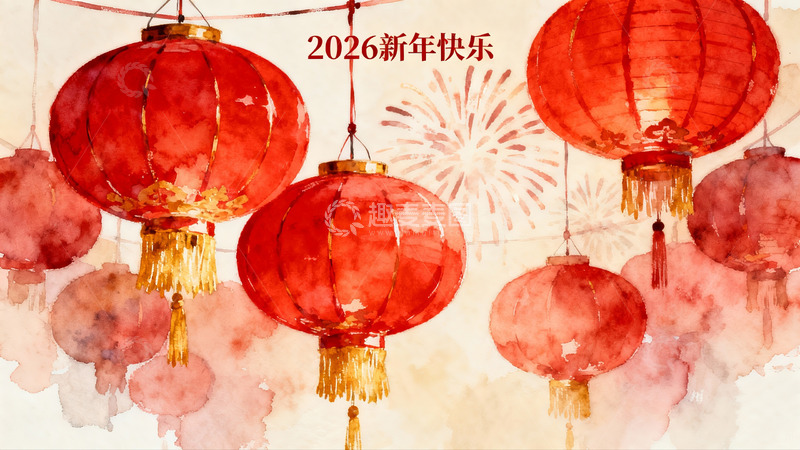 高清大图下载【趣麦麦图】新年红灯笼挂饰迎春图