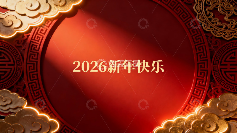高清大图下载【趣麦麦图】2026新年快乐红色喜庆背景