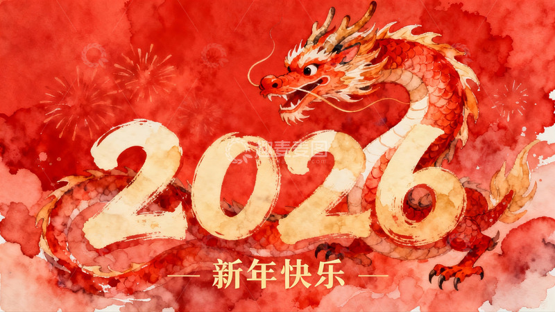 高清大图下载【趣麦麦图】红色龙年2026新年贺图