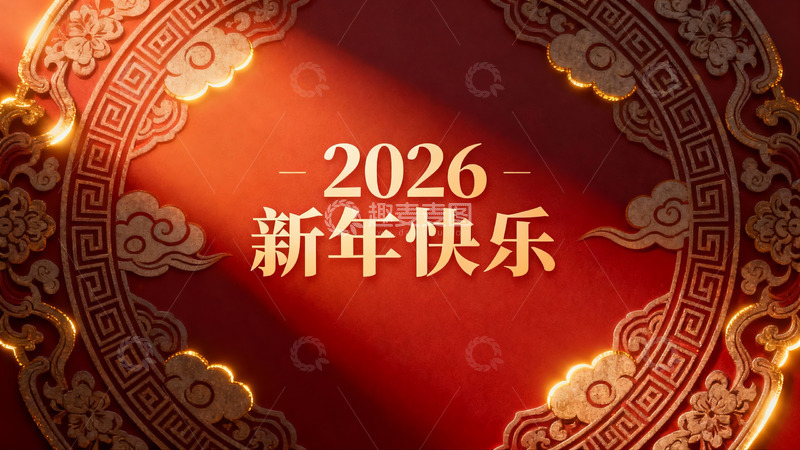 高清大图下载【趣麦麦图】2026新年快乐红色装饰图案