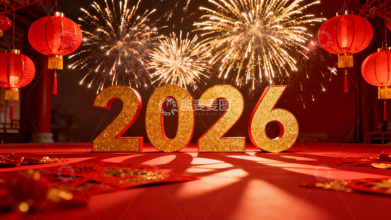 高清大图下载【趣麦麦图】新年烟花灯笼装饰场景