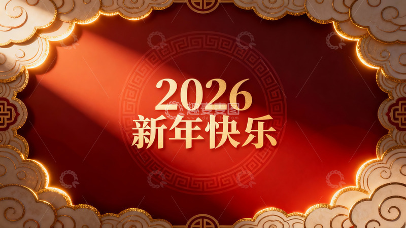 高清大图下载【趣麦麦图】2026新年快乐红色喜庆海报