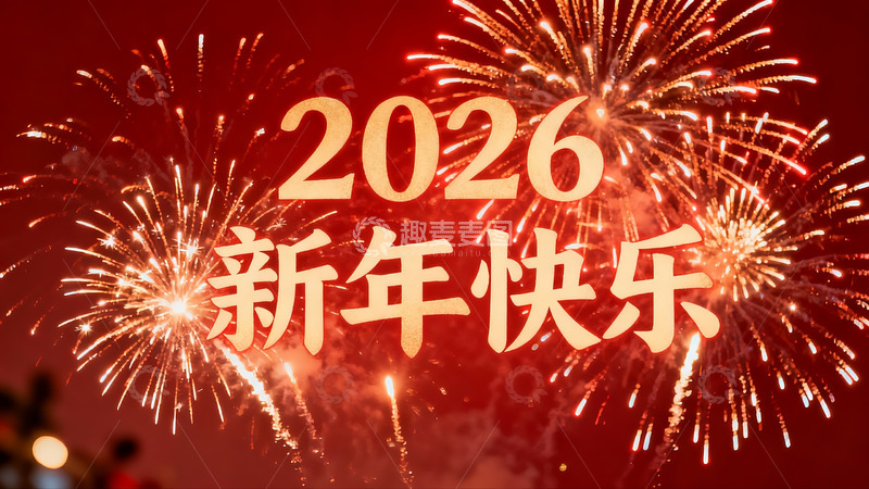 高清大图下载【趣麦麦图】2026新年烟花庆祝画面