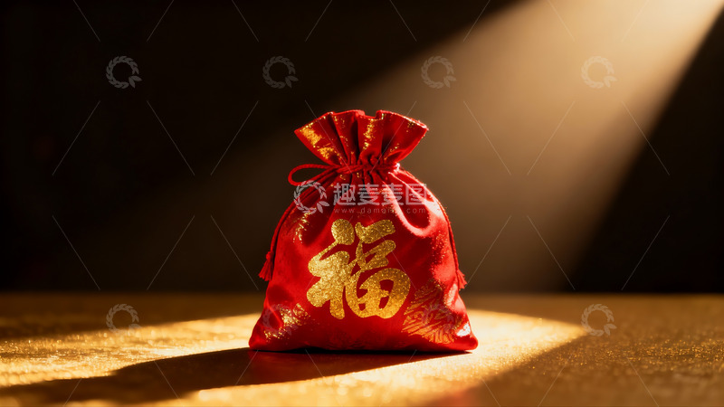 高清大图下载【趣麦麦图】红色福袋光影特写