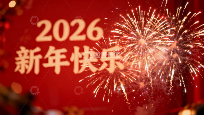 高清大图下载【趣麦麦图】新年烟花绽放庆祝2026
