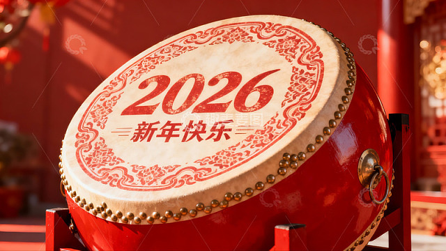 新年大鼓喜庆红色装饰