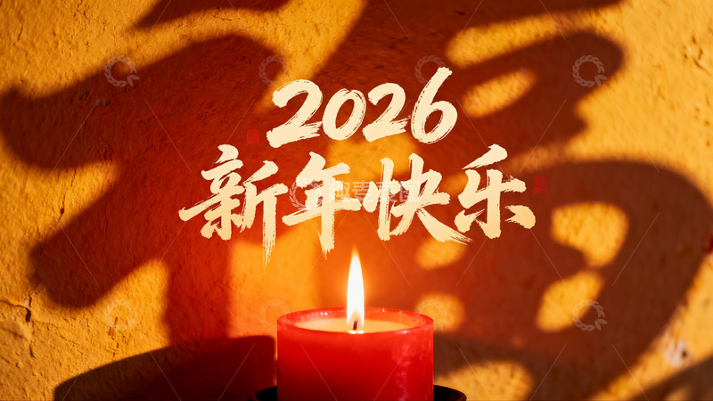 高清大图下载【趣麦麦图】烛光映照新年快乐字样