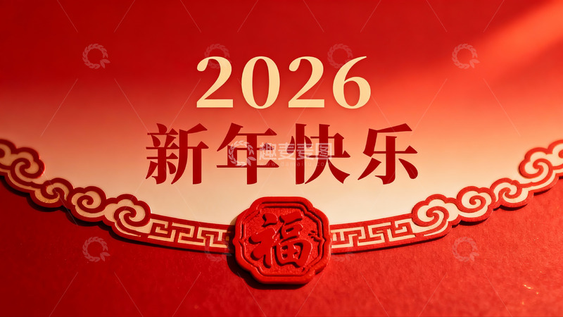 高清大图下载【趣麦麦图】2026新年红色祝福贺卡