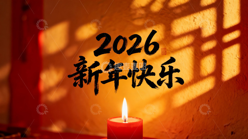 高清大图下载【趣麦麦图】烛光映影新年祝福