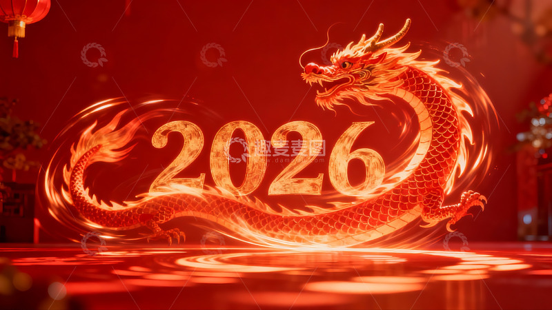 高清大图下载【趣麦麦图】2026龙年红色祥龙图案