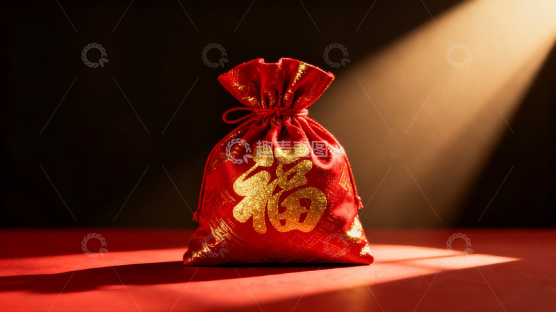 高清大图下载【趣麦麦图】红色福袋光影特写