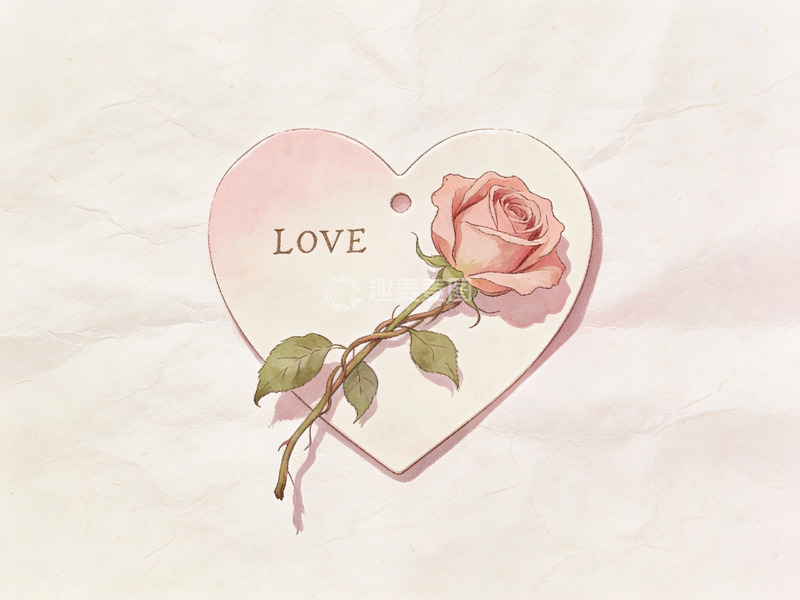 高清大图下载【趣麦麦图】心形卡片上的玫瑰花