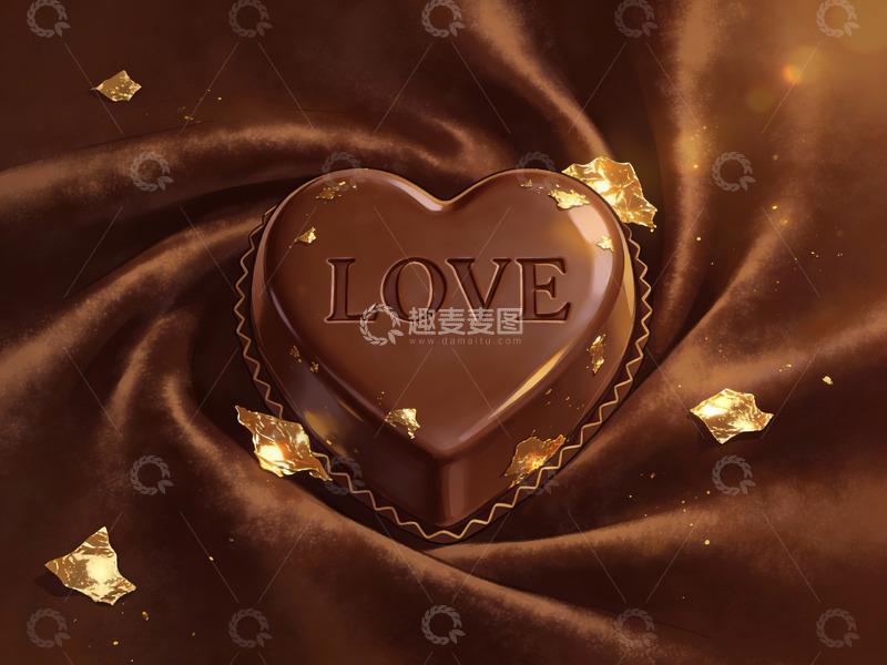 高清大图下载【趣麦麦图】心形巧克力上的爱字