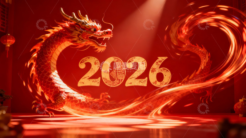 高清大图下载【趣麦麦图】红色龙年2026新年装饰图案