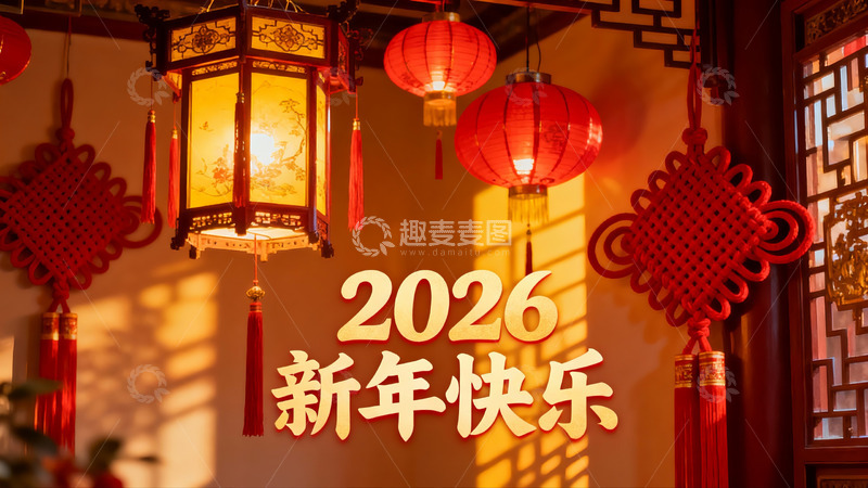 高清大图下载【趣麦麦图】-新年灯笼挂饰喜庆场景