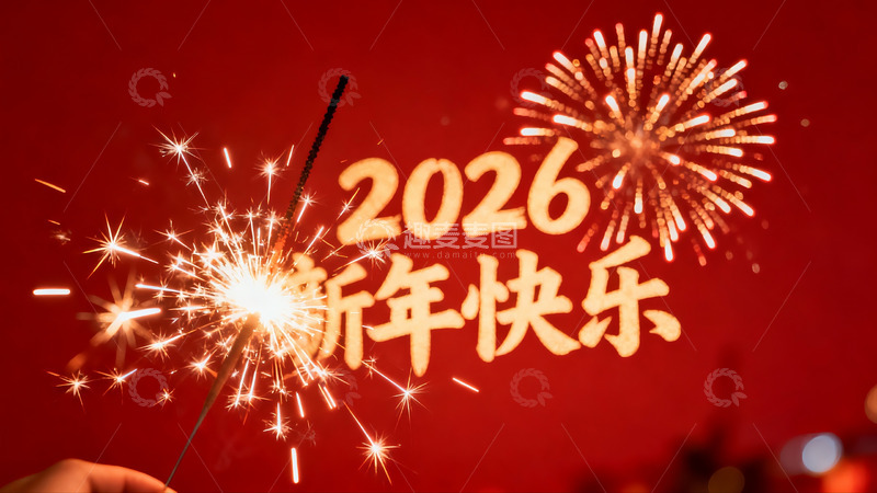 高清大图下载【趣麦麦图】手持烟花庆祝新年2026