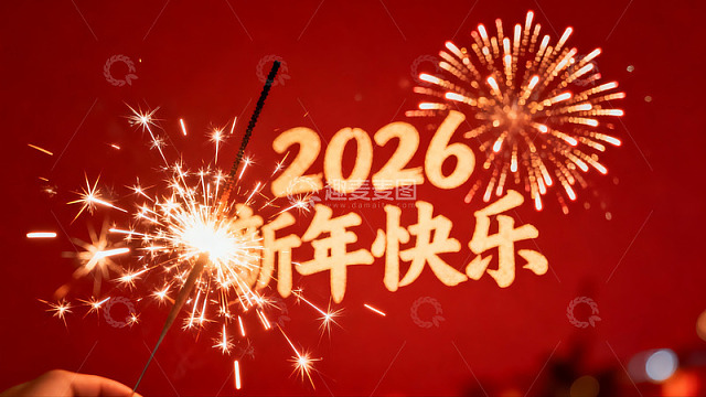 手持烟花庆祝新年2026