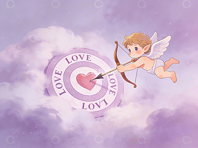 丘比特射箭命中爱心靶