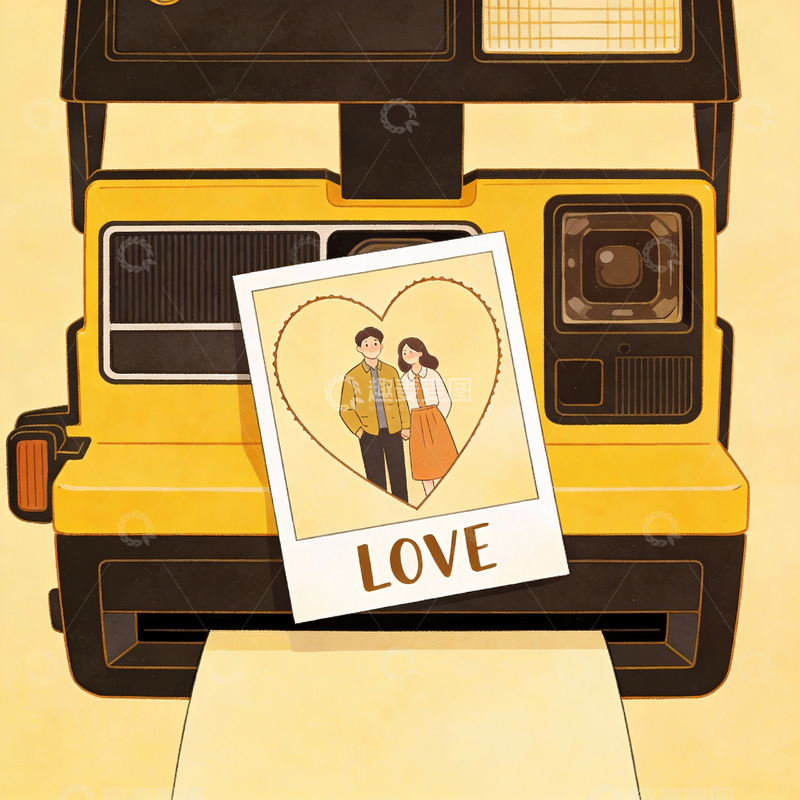 高清大图下载【趣麦麦图】复古相机拍出情侣爱心照片