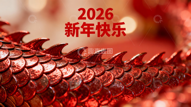 高清大图下载【趣麦麦图】红色龙鳞新年祝福图案
