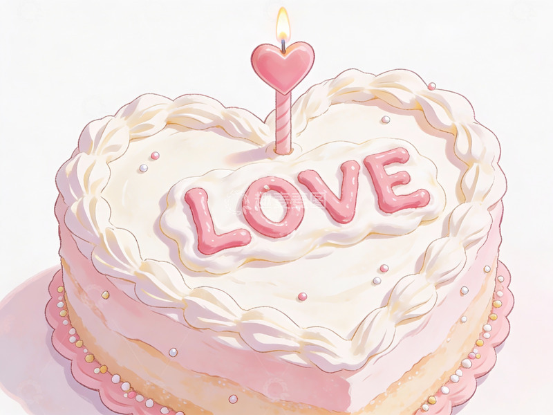 高清大图下载【趣麦麦图】心形蛋糕上写有LOVE字样