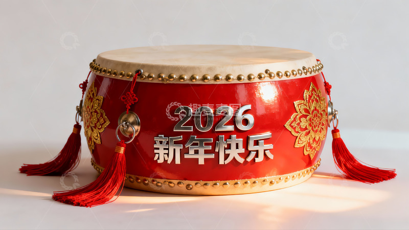 高清大图下载【趣麦麦图】红色新年鼓迎2026年