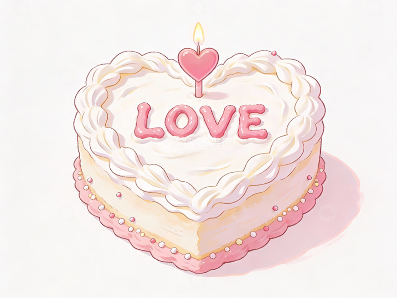 高清大图下载【趣麦麦图】心形蛋糕上点燃爱心蜡烛