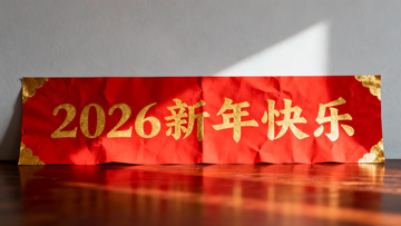 红色新年横幅光影装饰