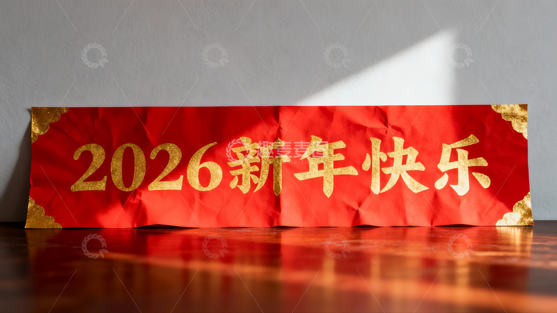 高清大图下载【趣麦麦图】红色新年横幅光影装饰