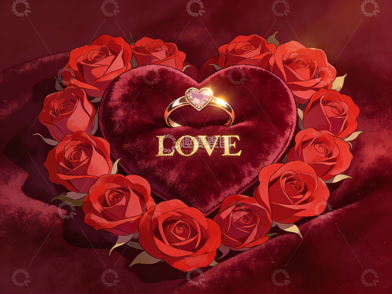 高清大图下载【趣麦麦图】红玫瑰环绕的心形礼盒