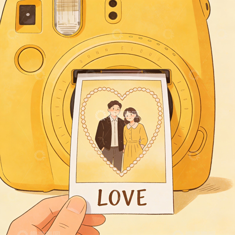 高清大图下载【趣麦麦图】情侣合影从相机中打印