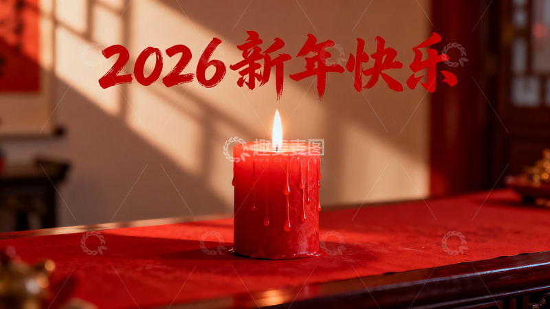 高清大图下载【趣麦麦图】红色蜡烛新年祝福场景