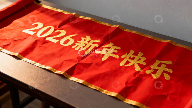 红色新年横幅庆祝2026年