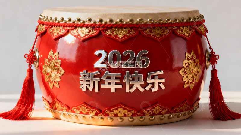 高清大图下载【趣麦麦图】红色新年鼓装饰品