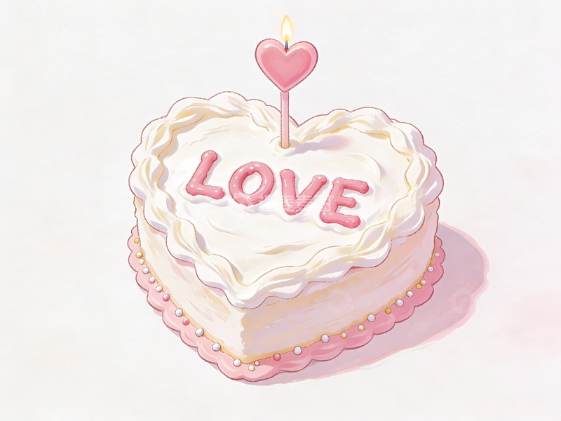 高清大图下载【趣麦麦图】心形蛋糕上写有LOVE字样