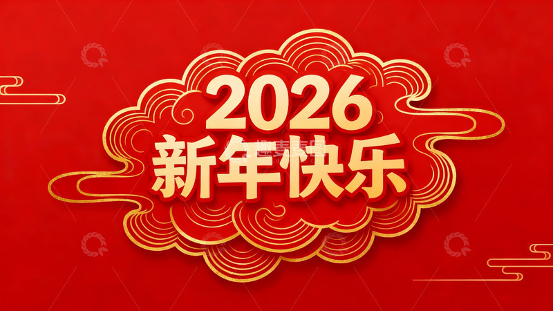 高清大图下载【趣麦麦图】2026新年快乐红色背景设计