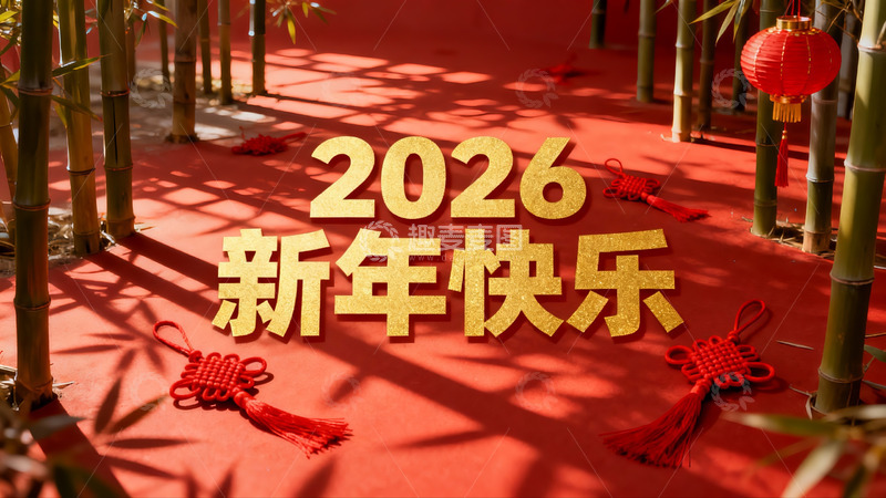 高清大图下载【趣麦麦图】竹林红毯新年装饰