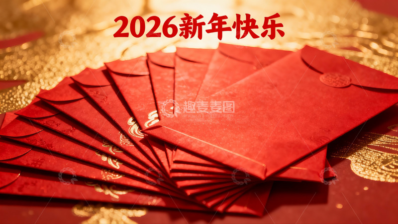 高清大图下载【趣麦麦图】新年红包喜庆红金配色