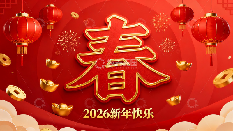 高清大图下载【趣麦麦图】新年春节红色灯笼装饰画面