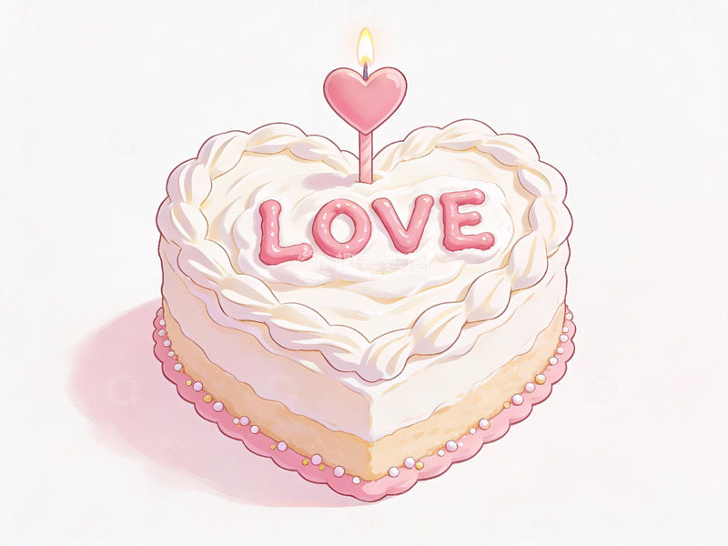 高清大图下载【趣麦麦图】心形蛋糕上写着爱字